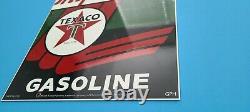 Vintage Texaco Sky Chief Motor Oil Porcelain Metal Gasoline Pump Plate 18 Sign