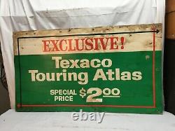 Vintage Texaco Touring Atlas Card Board Gas Station Sign Authentic Mid Century