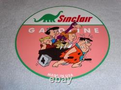 Vintage The Flintstones +sinclair Gasoline Broken Car 12 Metal Tv Show Oil Sign
