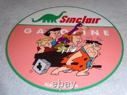 Vintage The Flintstones +sinclair Gasoline Broken Car 12 Metal Tv Show Oil Sign