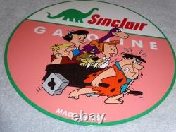 Vintage The Flintstones +sinclair Gasoline Broken Car 12 Metal Tv Show Oil Sign
