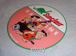 Vintage The Flintstones +sinclair Gasoline Broken Car 12 Metal Tv Show Oil Sign