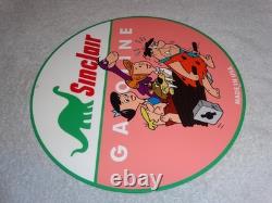 Vintage The Flintstones +sinclair Gasoline Broken Car 12 Metal Tv Show Oil Sign