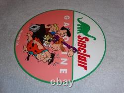 Vintage The Flintstones +sinclair Gasoline Broken Car 12 Metal Tv Show Oil Sign