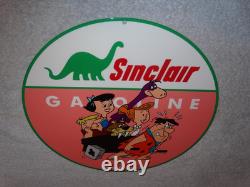 Vintage The Flintstones +sinclair Gasoline Broken Car 12 Metal Tv Show Oil Sign