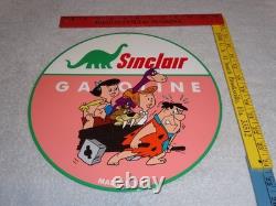 Vintage The Flintstones +sinclair Gasoline Broken Car 12 Metal Tv Show Oil Sign