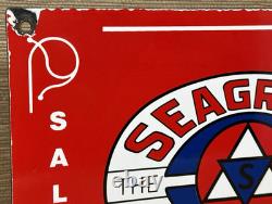 Vintage The Seagrave Co Porcelain Sign Fire Fighter Gas Oil Sales Service Ohio