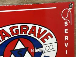 Vintage The Seagrave Co Porcelain Sign Fire Fighter Gas Oil Sales Service Ohio