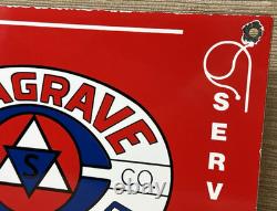 Vintage The Seagrave Co Porcelain Sign Fire Fighter Gas Oil Sales Service Ohio