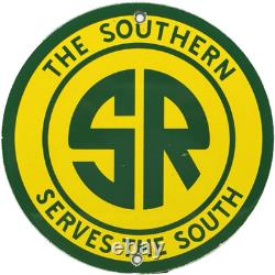 Vintage The Southern Route Porcelain Sign Train Station Gas Oil Railroad