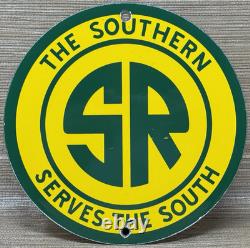 Vintage The Southern Route Porcelain Sign Train Station Gas Oil Railroad