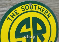 Vintage The Southern Route Porcelain Sign Train Station Gas Oil Railroad