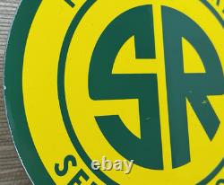 Vintage The Southern Route Porcelain Sign Train Station Gas Oil Railroad