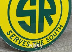 Vintage The Southern Route Porcelain Sign Train Station Gas Oil Railroad