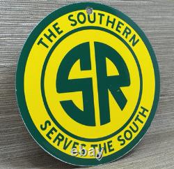 Vintage The Southern Route Porcelain Sign Train Station Gas Oil Railroad