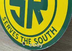 Vintage The Southern Route Porcelain Sign Train Station Gas Oil Railroad