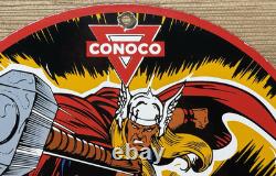 Vintage Thor N-tane Conoco Gasoline 12 Porcelain Marvel Comic Oil Sign