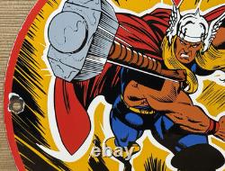Vintage Thor N-tane Conoco Gasoline 12 Porcelain Marvel Comic Oil Sign