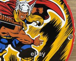 Vintage Thor N-tane Conoco Gasoline 12 Porcelain Marvel Comic Oil Sign