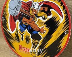 Vintage Thor N-tane Conoco Gasoline 12 Porcelain Marvel Comic Oil Sign
