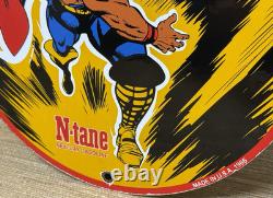 Vintage Thor N-tane Conoco Gasoline 12 Porcelain Marvel Comic Oil Sign
