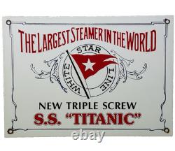 Vintage Titanic Porcelain Sign The Larget Steamer In The World Boat Nautical