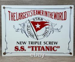 Vintage Titanic Porcelain Sign The Larget Steamer In The World Boat Nautical