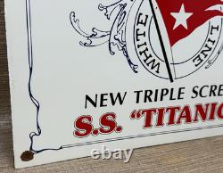 Vintage Titanic Porcelain Sign The Larget Steamer In The World Boat Nautical