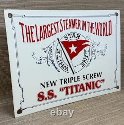 Vintage Titanic Porcelain Sign The Larget Steamer In The World Boat Nautical