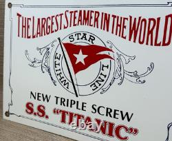Vintage Titanic Porcelain Sign The Larget Steamer In The World Boat Nautical