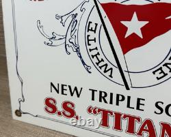 Vintage Titanic Porcelain Sign The Larget Steamer In The World Boat Nautical