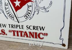 Vintage Titanic Porcelain Sign The Larget Steamer In The World Boat Nautical