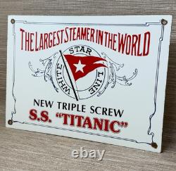 Vintage Titanic Porcelain Sign The Larget Steamer In The World Boat Nautical