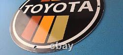 Vintage Toyota Motor Co Porcelain Gas Automobile Sales Service Dealership Sign