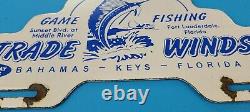 Vintage Trade Porcelain Gas Automotive Florida Keys Sign Ad License Plate Topper