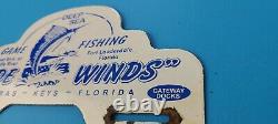 Vintage Trade Porcelain Gas Automotive Florida Keys Sign Ad License Plate Topper