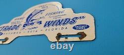 Vintage Trade Porcelain Gas Automotive Florida Keys Sign Ad License Plate Topper