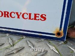 Vintage Triumph Dealer Porcelain Sign Oil Gas Motorcycle Sales Service Bicycle