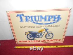 Vintage Triumph Motorcycles Dealer 14 X 10 Porcelain Metal Gasoline & Oil Sign