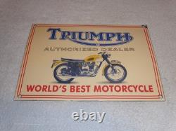 Vintage Triumph Motorcycles Dealer 14 X 10 Porcelain Metal Gasoline & Oil Sign