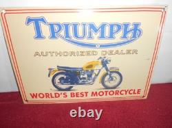 Vintage Triumph Motorcycles Dealer 14 X 10 Porcelain Metal Gasoline & Oil Sign