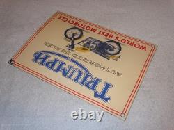 Vintage Triumph Motorcycles Dealer 14 X 10 Porcelain Metal Gasoline & Oil Sign