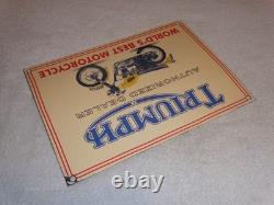 Vintage Triumph Motorcycles Dealer 14 X 10 Porcelain Metal Gasoline & Oil Sign