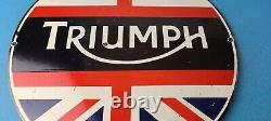Vintage Triumph Porcelain Gas Pump Auto Service Station Motorcycles Sign