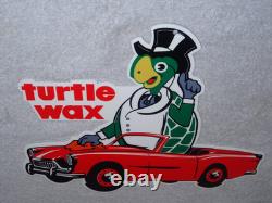 Vintage Turtle Wax Die-cut Turtle In Convertible 12 Metal Car Wash Gas Oil Sign