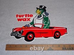 Vintage Turtle Wax Die-cut Turtle In Convertible 12 Metal Car Wash Gas Oil Sign