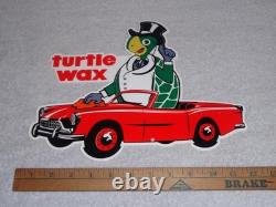Vintage Turtle Wax Die-cut Turtle In Convertible 12 Metal Car Wash Gas Oil Sign