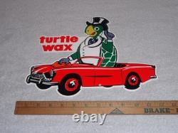 Vintage Turtle Wax Die-cut Turtle In Convertible 12 Metal Car Wash Gas Oil Sign