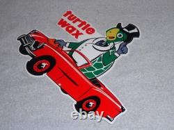 Vintage Turtle Wax Die-cut Turtle In Convertible 12 Metal Car Wash Gas Oil Sign