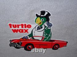Vintage Turtle Wax Die-cut Turtle In Convertible 12 Metal Car Wash Gas Oil Sign